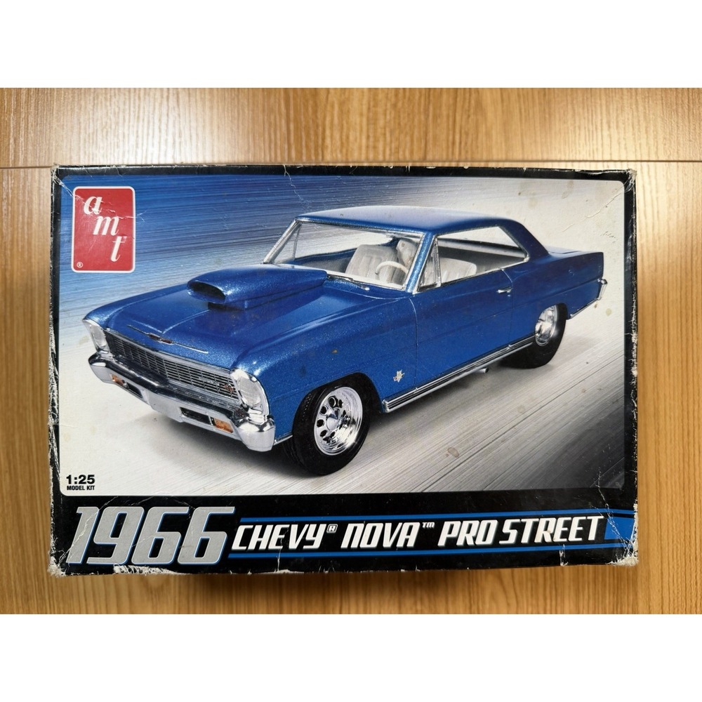 AMT 1/25 1966 Chevy Nova Pro Street Model Kit AMT-636 Partially Started